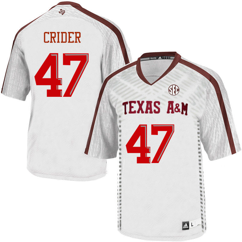 Men #47 Jett Crider Texas A&M Aggies College Football Jerseys-White - Click Image to Close